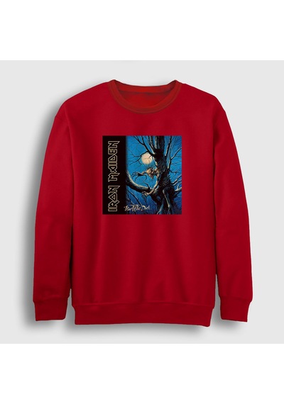 Presmono Unisex Fear Of The Dark Iron Maiden Sweatshirt Kırmızı
