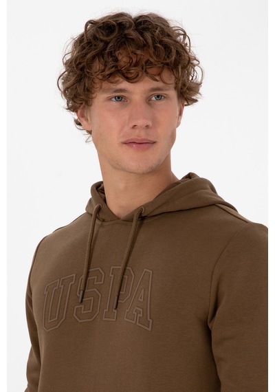 U.S. Polo Assn. Erkek Regular Fit Kapüşonlu Haki Basic Sweatshirt 50315663-VR027
