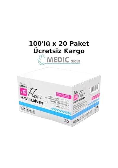 Reflex Flex Mavi Pudrasız Tpe Eldiven 100'lü x 20 Kutu