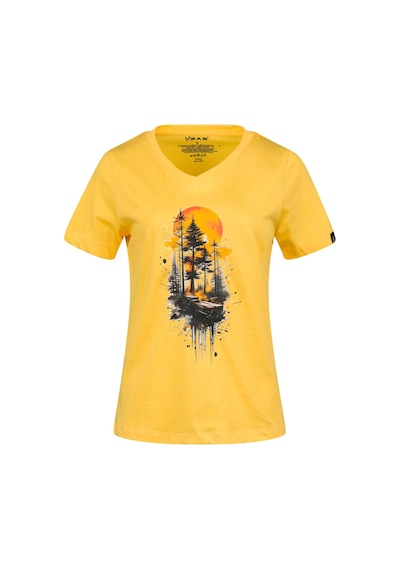 2as Alone Baskılı V Yaka Kadın T-shirt 413 Sarı