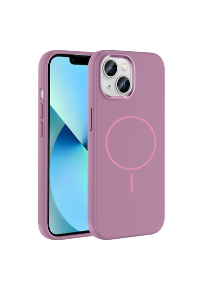 Zore Apple iPhone Uyumlu 15 Kılıf M-safe Şarj Özellikli Metal Kamera Çerçeveli Omsy Edi Silikon Kapak - Mor