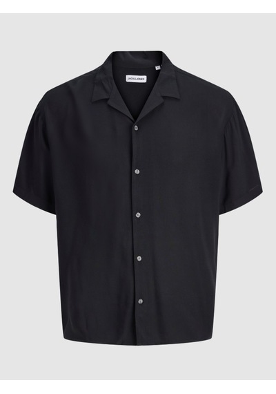 Jack & Jones Jack Jones Erkek Viskon Rahat Kesim Kısa Kollu Gömlek 12288852 Siyah