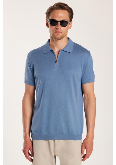 Tudors Erkek Slim Fit Dar Kesim Pamuklu Örme Triko Fermuarlı İndigo Polo Yaka Tişört-33748 Indigo Tudors Erkek Slim Fit Dar Kesim Pamuklu Örme Triko Fermuarlı İndigo Polo Yaka Tişört-33748 Indigo