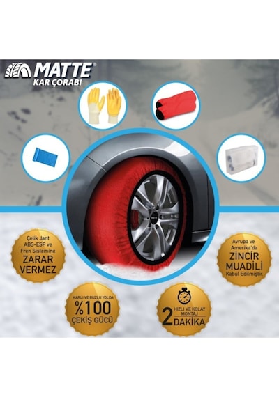 Active 195/60/18 Large Size 66  Oto Kar Çorabı 2 Lastik İçin Matte Universal