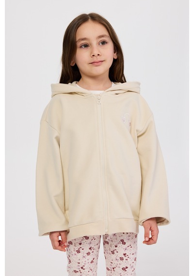 Panço Kız Çocuk Fermuarlı Sweatshirt Bej
