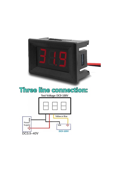 10a-kırmızı-mavi-dc 100v 10a Voltmetre Ampermetre Mavi + Kırmızı Led Amp Çift Dijital Volt Metre Ölçer