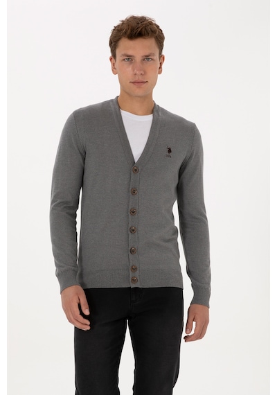 U.s. Polo Assn. Erkek Gri Melanj Hırka Triko 50313702-vr086 Gri Melanj