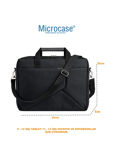 Microcase Samsung Active 4 Pro / Active 5 Pro 10.1'' İle Uyumlu Apple Uyumlu MacBook Laptop Çantası 2 Bölmeli Siyah Al5559