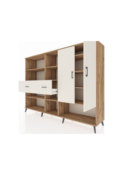 Hyperion Dolap 10 Raflı 2 Çekmeceli 2 Kapaklı 220x44x163 Çam-ayta Çam-aytaşı