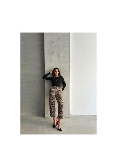 Verymoda Leopar Desenli Pantolon F1788 Vizon Siyah Verymoda Leopar Desenli Pantolon F1788 Vizon Siyah