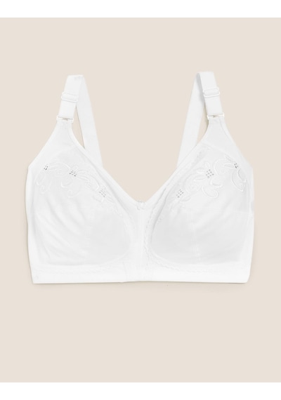 Marks & Spencer İşleme Detaylı Toparlayıcı Pamuklu Sütyen T33008020 Beyaz