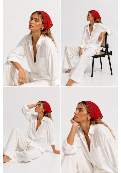 Kadın File Örgü Bandana Yazlık Delikli Triko Saç Bandanası Plaj Uyumlu Kırmızı - 884541019 Kırmızı