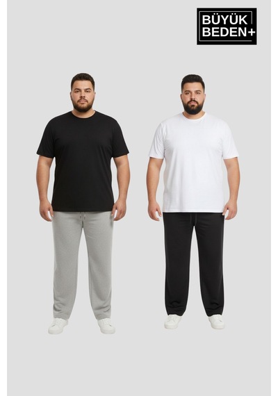 Süperlife Erkek Büyük Beden Paça Reçme İnce Eşofman Altı 2 Li Set Rahat Kalıp Spr26bea952+2 Gri - Siyah Süperlife Erkek Büyük Beden Paça Reçme İnce Eşofman Altı 2 Li Set Rahat Kalıp Spr26bea952+2 Gri - Siyah