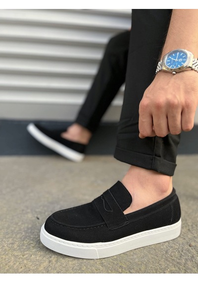 Dmr Elegance Jy180 Estilo X Bağcıksız Süet Erkek Günlük Spor Klasik Ayakkabı Sbt - Siyah