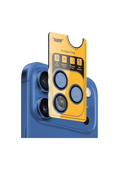 Buff Apple Uyumlu iPhone 17 Pro Metal Kamera Lens Koruyucu Blue Mavi