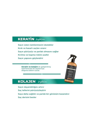2'li Vegan Saç Spreyi & Saç Bakım Maskesi 250ml, Hyaluronik Asit, Keratin, Kolajen Ve B7 Biotinli İçerikli Kolay Tarama Ve Besleyici 2'li Saç Bakım Seti