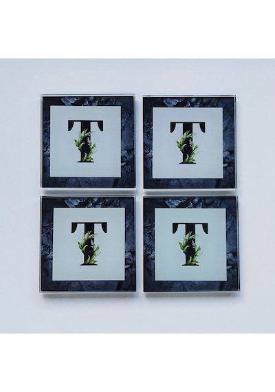 Decorita Cam Bardak Altlığı T Harfli Tasarım 4'lü Takım 10 x 10 CM Çok Renkli