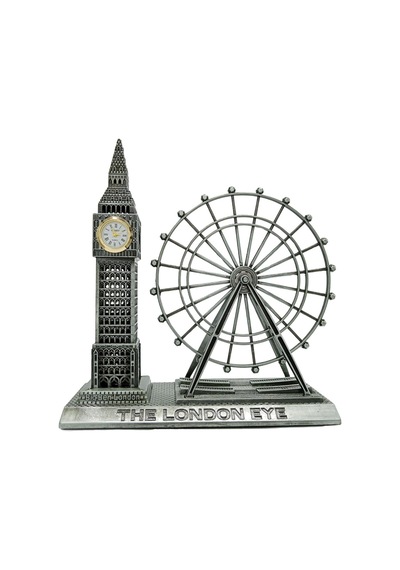 Vintage Metal İngiltere London Big Ben Ve London Eye Biblo Gümüş 20cm