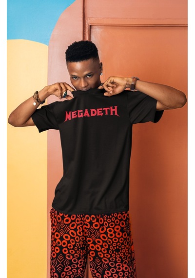 Sevbano Megadeth Rock Metal Müzik Grubu Sırt Baskılı Unisex Oversize Tişö Siyah