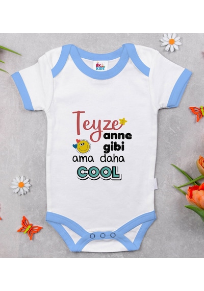 Bk Gift Bk Kids Teyze Anne Gibi Tasarımlı Mavi Bebek Body Zıbın-1 Çok Renkli