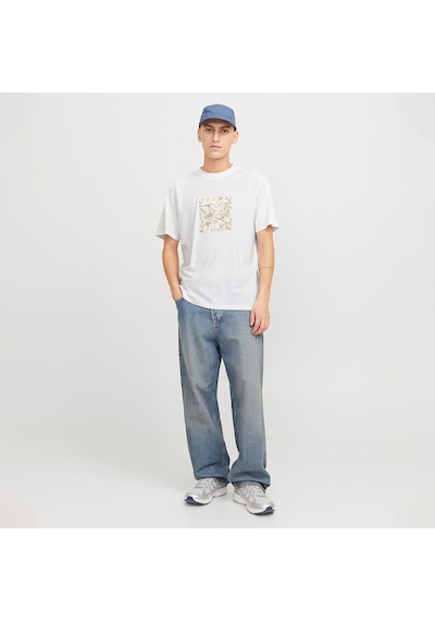 Jack & Jones Jack&jones Tarmac Camo Front Crew Neck Erkek Beyaz Yuvarlak Yaka Tişört Beyaz