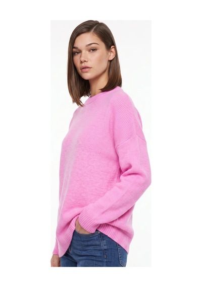 CEMO Bisiklet Yaka Oversize Triko Kazak 26k-tk251069118-pbm-std Pembe