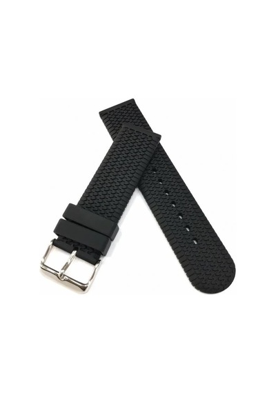 24 Mm Renkli Silikon Baskılı Desenli Saat Kordonu Kayışı Siyah