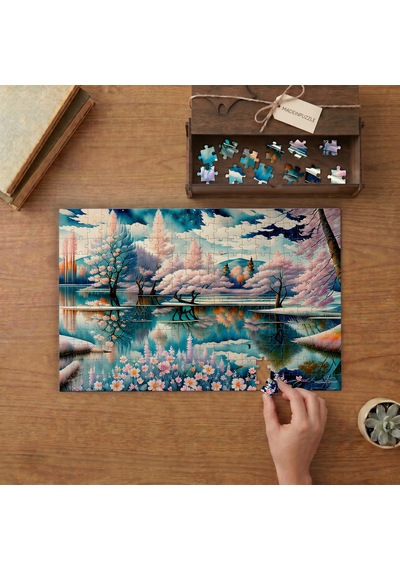 Gizemli Sakura Bahçesi Tasarımı 240 Parça Ahşap Puzzle Ahşap Kutuda Mpy40274
