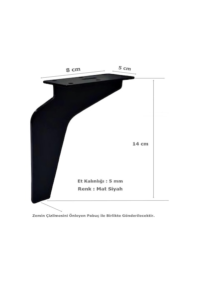 Kartal Ayak Metal 14 Cm Mat Siyah Mobilya Koltuk Ayağı