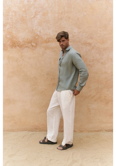 Mai Studios Co. Mai Collection Agnola Oversize Erkek Mint Keten Gömlek Mint