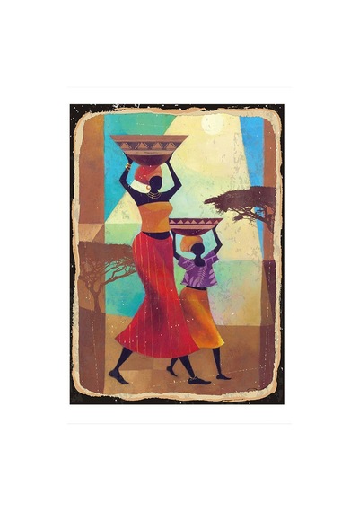 Bedeko Afrikalı Kadınlar Desenli Ahşap Tablo 35 Cm X 50 Cm