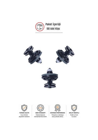 Ford Focus 1-2 C-max Kuga Uyumlu Kapı Döşeme Klipsi 6q0868243 100 Adet