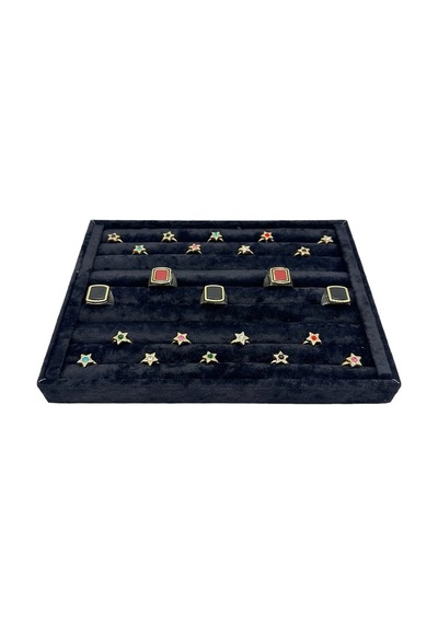 Yüzük Küpe Koldüğmesi Takı Standı Siyah Süet 17 X 24 Cm