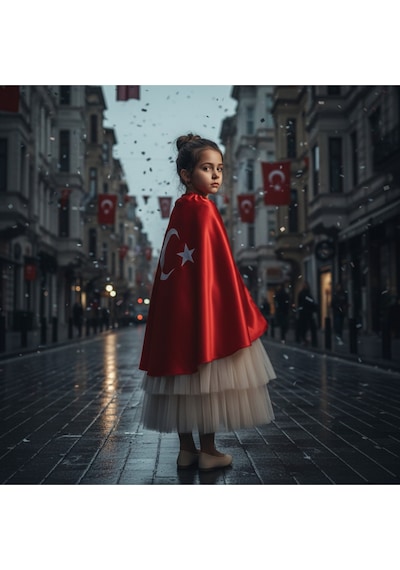 Türk Bayraklı Pelerin 23 Nisan 29 Ekim 10 Kasım 19 Mayıs Gösteri Kıyafetleri