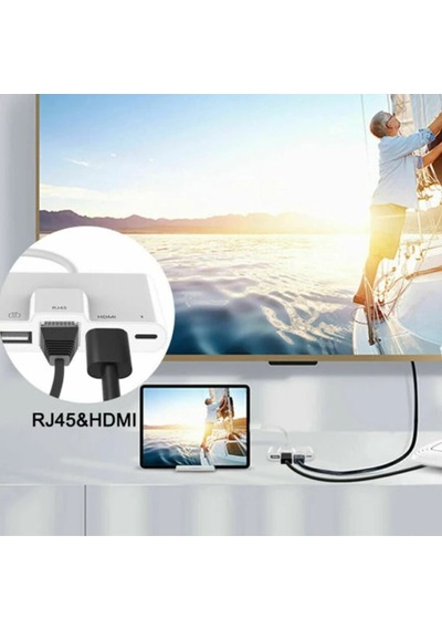 Ally iPhone Uyumlu 3in1 Lightning Hdmı Rj45 Otg Digital Av Adaptör Hub- 5775