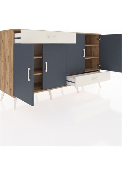 Hyperion Konsol 5 Raflı 2 Çekmeceli 4 Kapaklı 176x44x99 Çam-antra Çam-antrasit/aytaşı Hyperion Konsol 5 Raflı 2 Çekmeceli 4 Kapaklı 176x44x99 Çam-antra Çam-antrasit/aytaşı