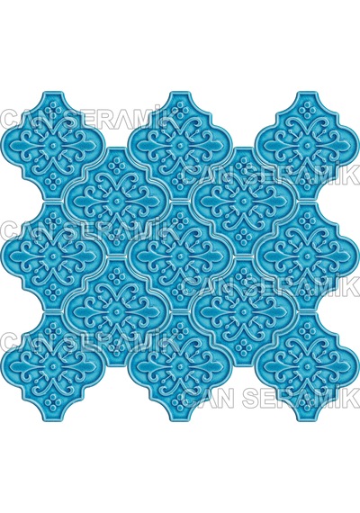 Can Seramik - 12x12 Cm. Arabesk Desenli Kabartmalı Seramik Karo N11.212