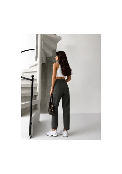 Kene Jeans Kahve Tint Bacak Taşlı Mom Jeans Kahve Tint
