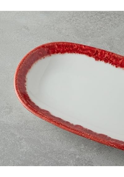 Larry Porselen Kayık Tabak 24 Cm Kırmızı Açık