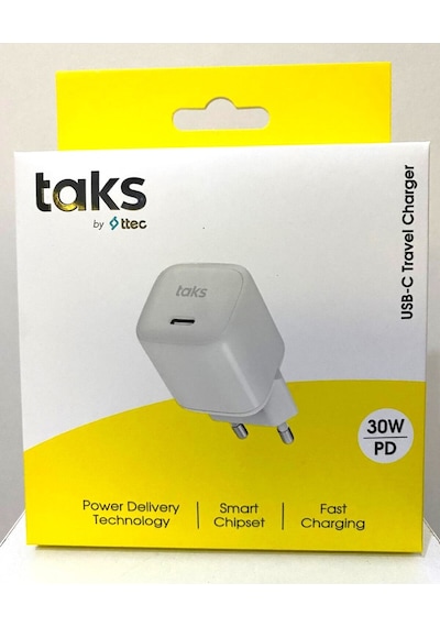 5tp02b Taks Tp02 30w Pd Usb-c Seyahat Hızlı Şarj Aleti , Beyaz