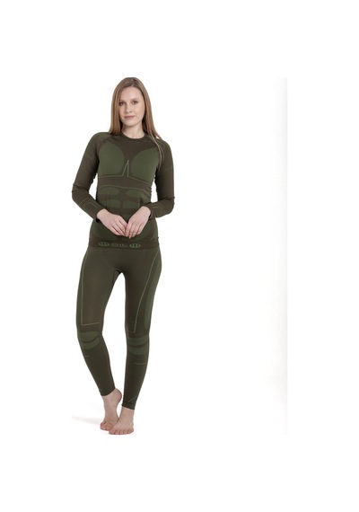 Oıl Company Unisex Hafif Kumaş Yüksek Isı Korumalı Termal İçlik Uzun Kollu Üst Haki Haki-01