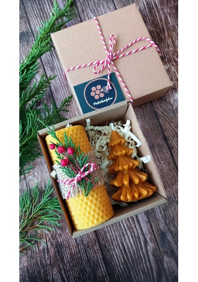Doğal Petek Balmumu Mum Hediyelik Mini Set Sarma Balmumu Çam Ağacı Beeswax Candle Siyah