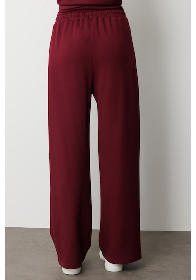 Mizalle Beli Lastikli Yumuşak Dokulu Mürdüm Jogger Pantolon Mürdüm