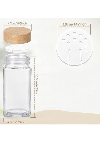 12 Li Cam Baharatlık Bambu Kapaklı 120 Ml, Cam Saklama Kavanozu Diğer