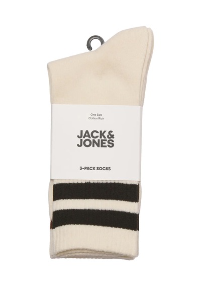Jack & Jones Erkek Jactravıs Marka Logolu 3'lü Çorap 12260082 Krem