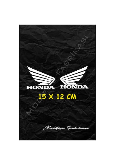 Honda Kanat Sticker Folyo - Beyaz - 15 X 12 Cm 2'li Set