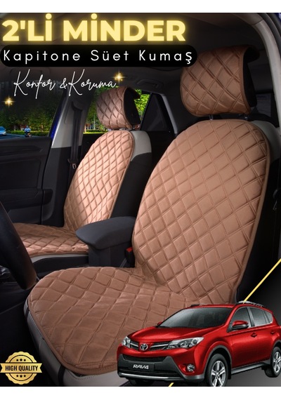 Toyota Rav 4 Uyumlu 2'li Süet Oto Koltuk Minderi Terletmez Universal Oto Aksesuar A5 Kahverengi