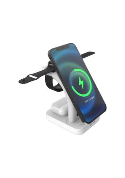 S-link Sw-cwf130 Beyaz Telefon Kulaklık Akıllı Saat 15w 3 İn 1 Magsafe Led Logo Kablosuz Şarj Cihaz