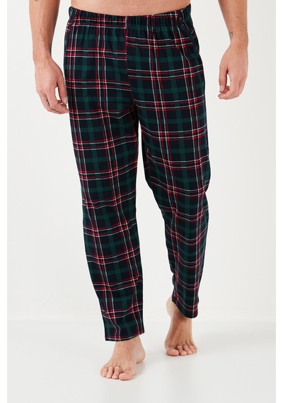 Buratti Ekoseli Pamuklu Beli Lastikli Regular Fit Kısa Kollu Erkek Pijama Takımı 6572004 Yeşil