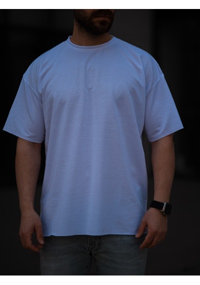 Erkek Oversize Tişört Beyaz Beyaz